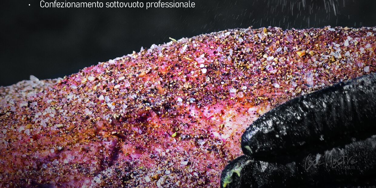 Carne cosparsa di sale e pepe prima della cottura
